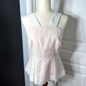 Anthopologie Maeve Zip White and Peach up the back Peplum - Sz 8